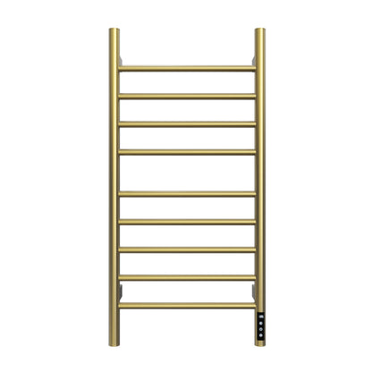 Brushed Gold Heated Towel Rack for Bathroom,Wall Mounted with Intelligent Touch Screen Timer, 9-Bar Towel Warmer, 304 Stainless Steel Polished, Plug-in/Hard-Wired image 1