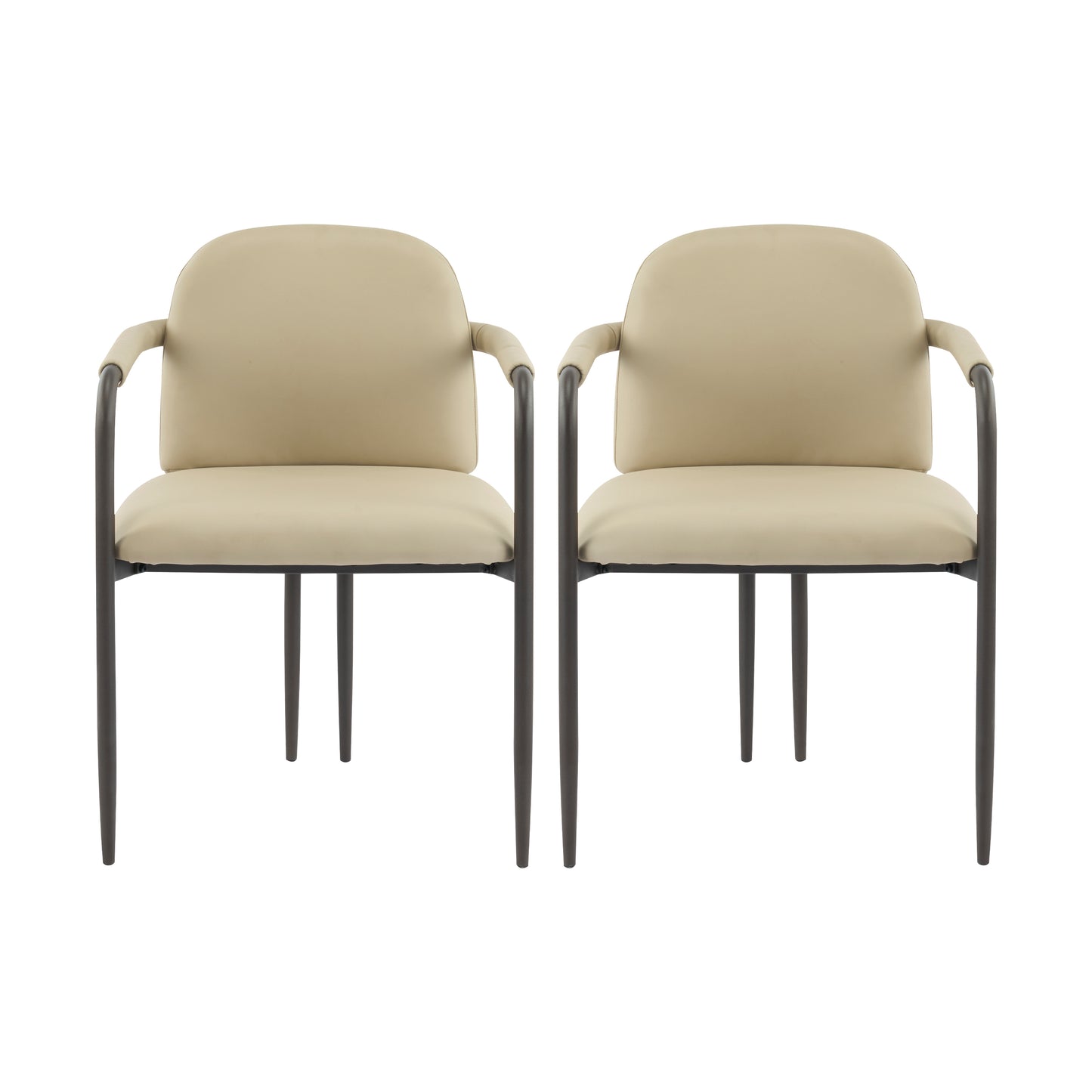 Dinning Chair with iron frame-Set of 2-Espresso+Khaki image 3