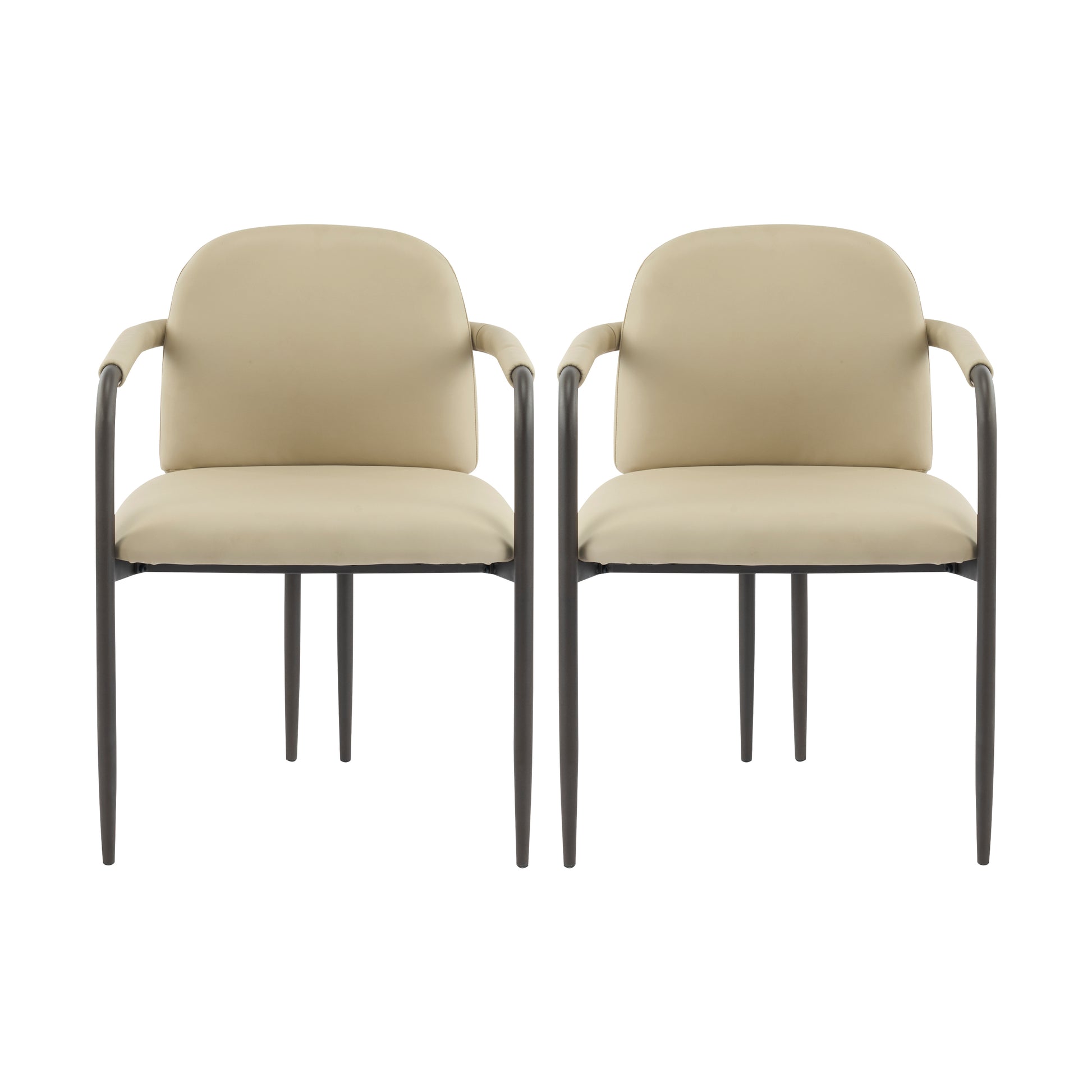 Dinning Chair with iron frame-Set of 2-Espresso+Khaki image 3