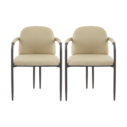 Dinning Chair with iron frame-Set of 2-Espresso+Khaki image 3