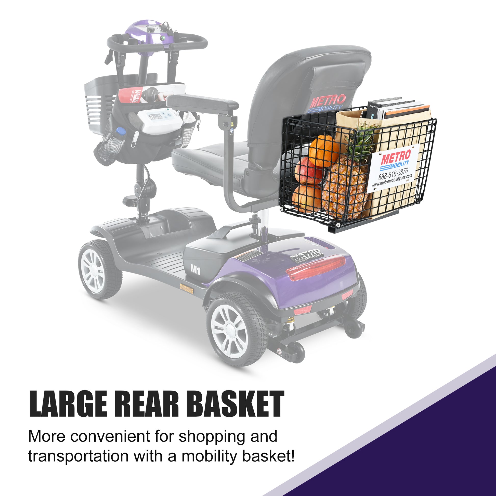 Four wheels Compact Travel Mobility Scooter with 300W Motor for Adult-300lbs, Dark Purple image 4