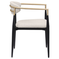 Mistra Beige Fabric Upholstered Dining Arm Chair (Set of 2)