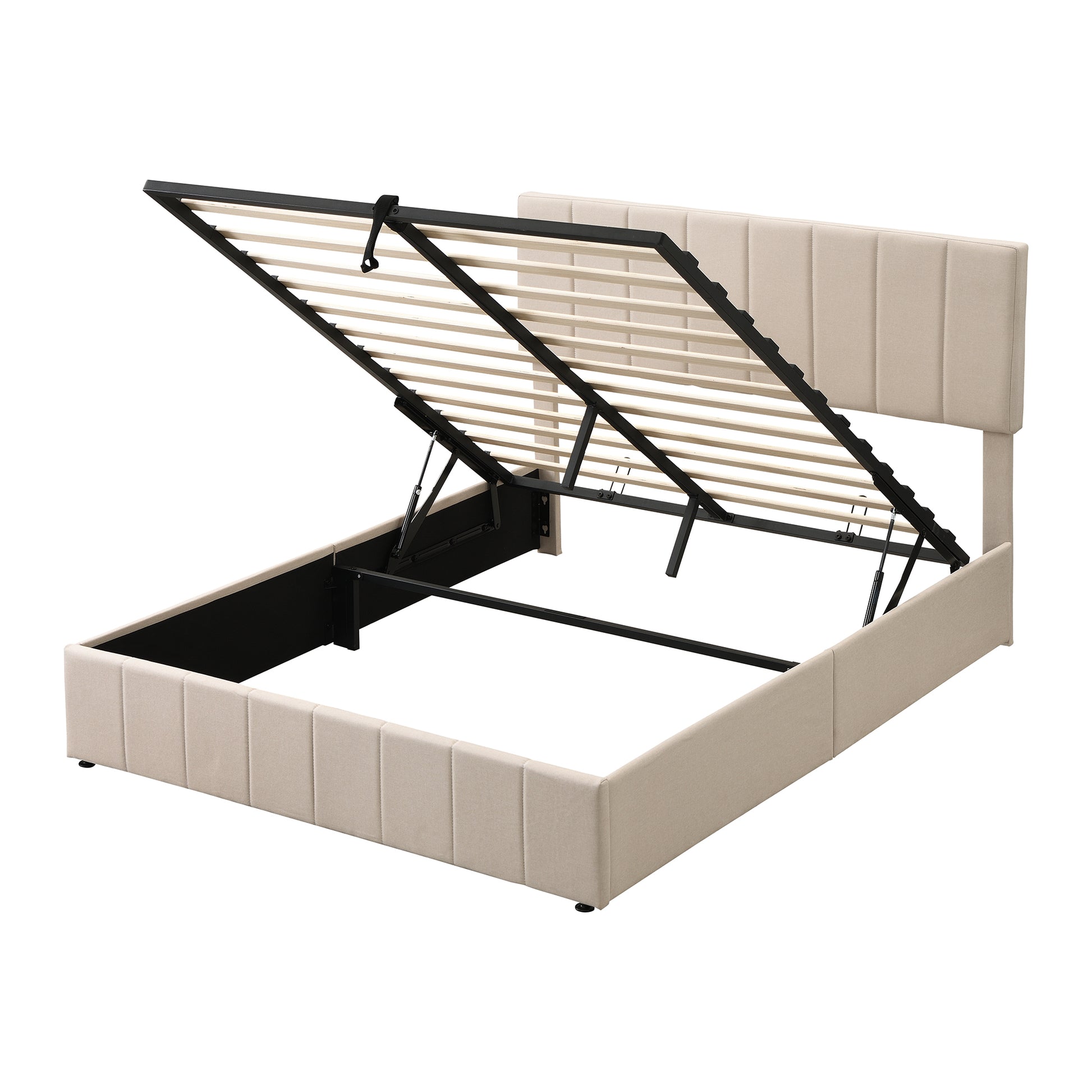 Queen size Upholstered Platform bed with a Hydraulic Storage System - Beige(OLD SKU: LP000211AAA) image 5