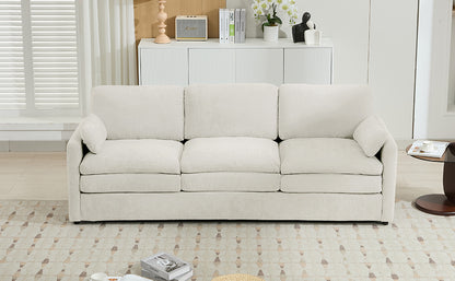 89" Cozy Upholstered 3-seater Sofa Oversized Comfy Cloud Sofa Double Cushion 3-seater Sofa Plush Cushion Sofa Couch for Living Room, Beige image 2