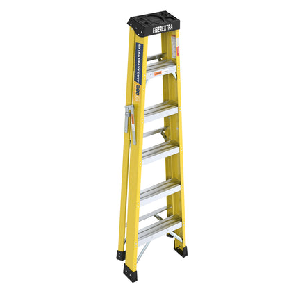 Fiberglass Reinforced Single Side Ladder – Lightweight Non-Conductive Access Ladder 6 step Yellow 300 LBS Capacity image 7