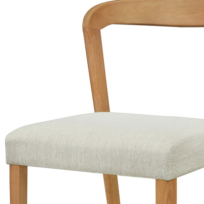 Solid Rubber Wood Dining Chairs(Natural Oak+Beige)Set of 2 image 11