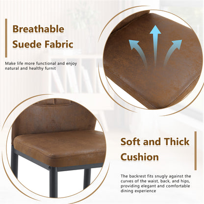 Set of 3 Brown - and - Black Dining Chairs with Shell - pattern, 37 inches High: Ergonomic Tech Fabric Backrest, Combines Comfort and Style. image 5