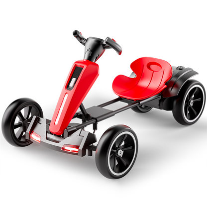 12V electric Kids Pedal Go Kart, Folder Go Kart, Outdoor Ride on Toy with Adjustable Seat, 4 Non-Slip EVA Wheels for Boys and Girls Aged 3-6 Years Old, Red image 6