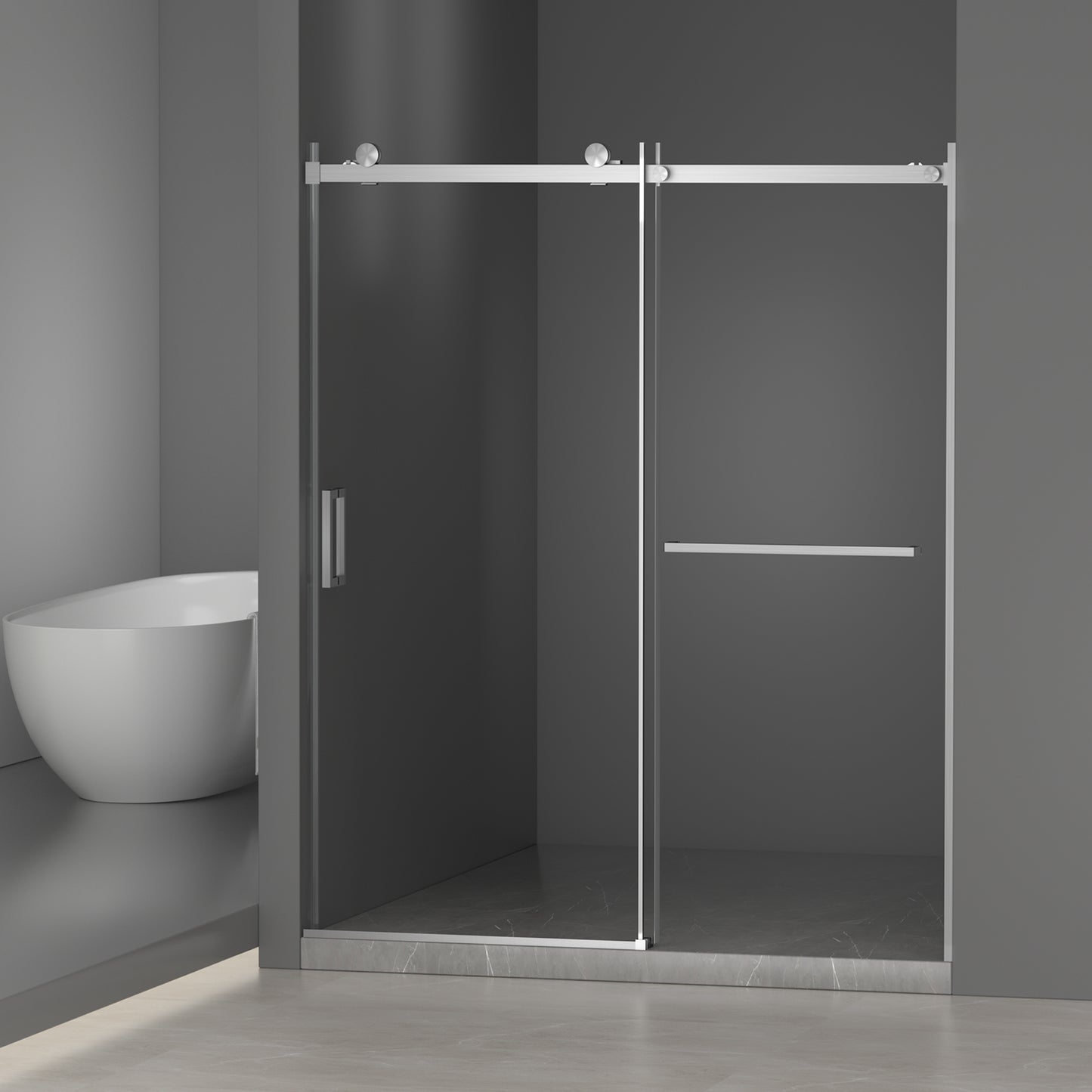 56-60" W × 72" H Frameless Sliding Shower Door,Waterproof Glass Shower Door with Upper Soft Closing System, 5/16" (8mm) Tempered Glass,Double Side Easy Clean Coat,Brushed Nickel image 1