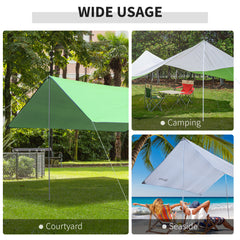 Outsunny Sun Sail Shade Canopy Adjustable Installation Pole/Pipe Kit White