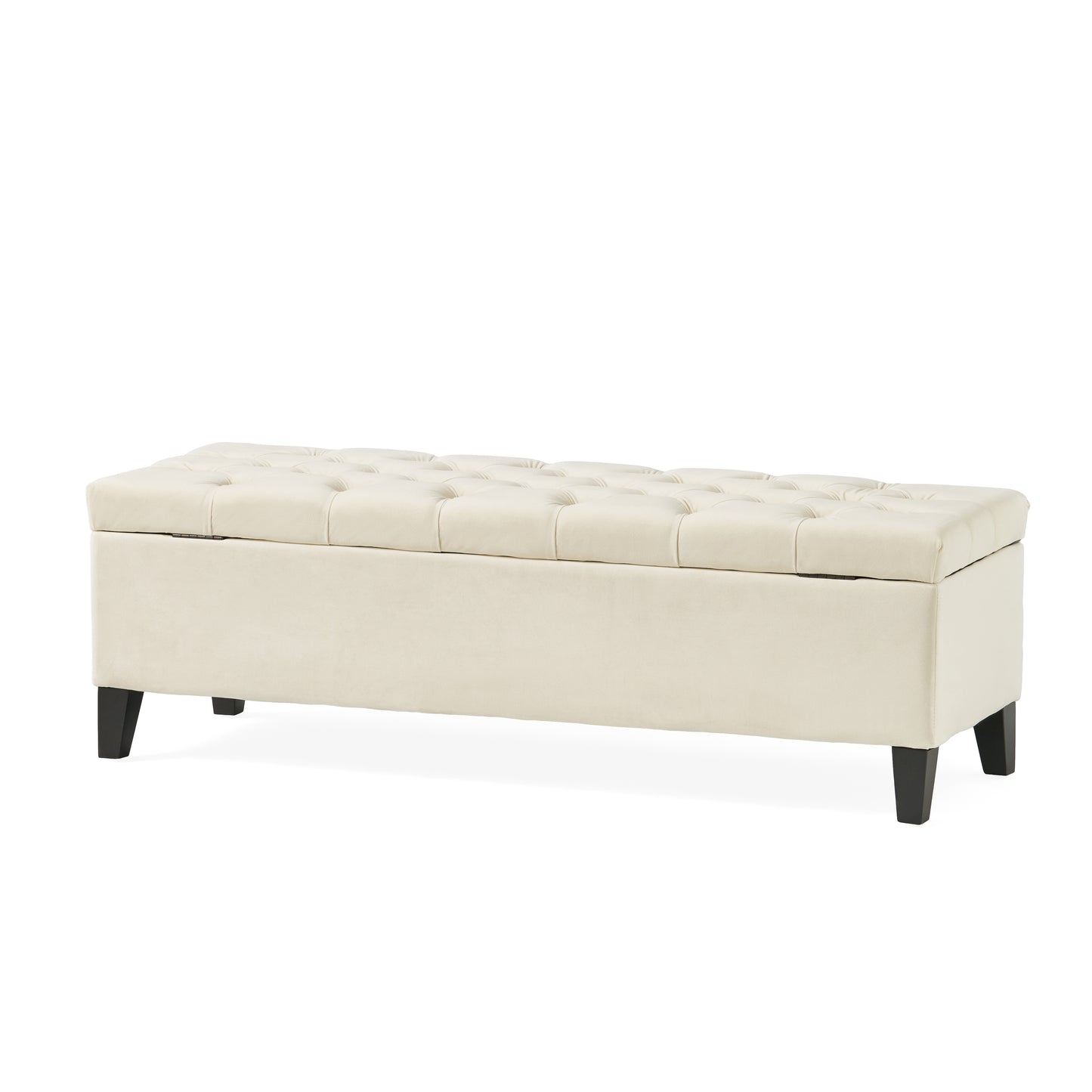 Button - Tufted and Diamond - Stitched Storage Ottoman, Beige image 4