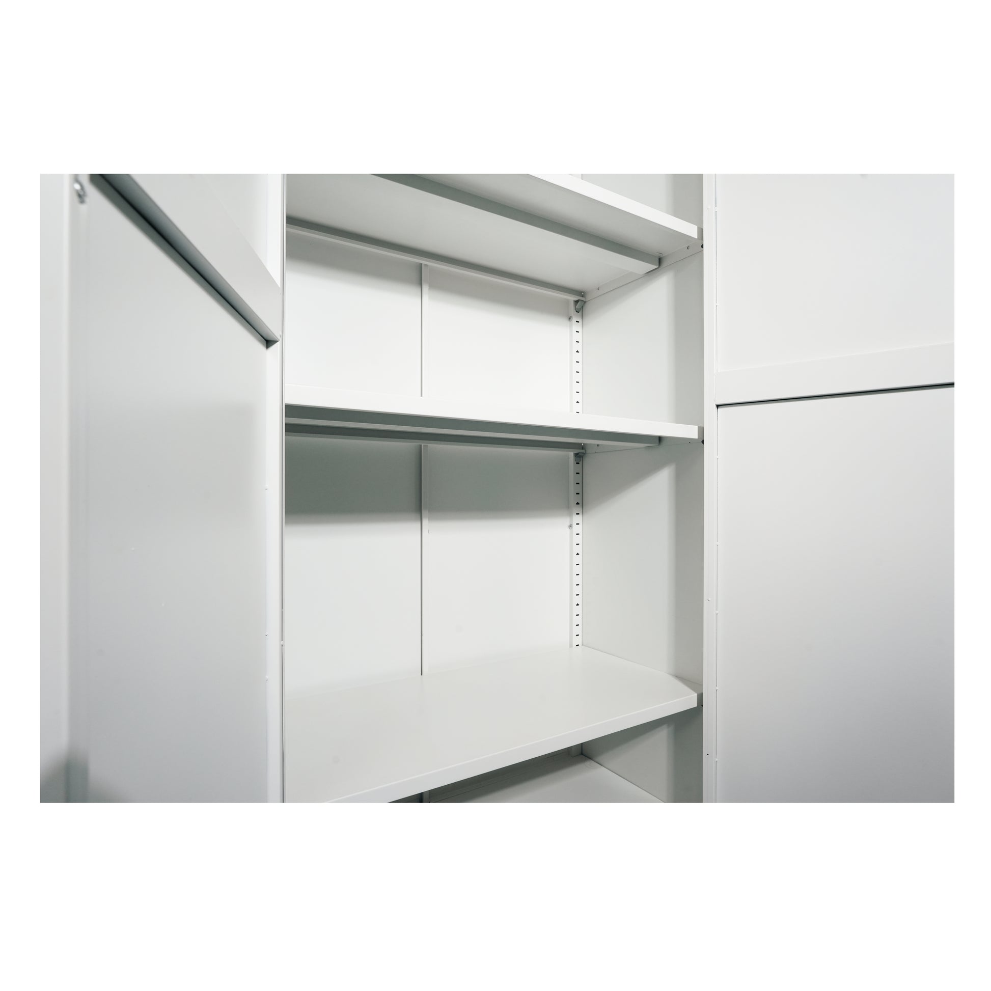 71'' 2 Shapely Doors Cabinet, Metal Storage Cabinet with Doors and Adjustable Shelves, for Bedroom, Living Room, Kitchen(White) image 8