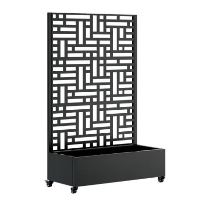 Metal Planter Box with Trellis, 73"x47"x16" Metal Raised Garden Bed with Trellis, Metal Planter Box with Drainage Holes & Lockable Wheels & Privacy Screen for Climbing Plants, Vegetables, Vines image 7