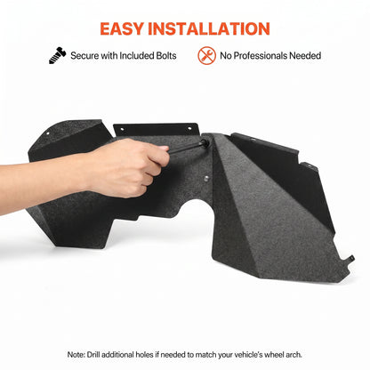 4PCS Black Front & Rear Inner Fender Liners Compatible with 2007-2018 Jeep Wrangler JK & JKU Unlimited (2/4 Doors) Steel Fenders Flares Four-piece pack product sizes vary see details image 7