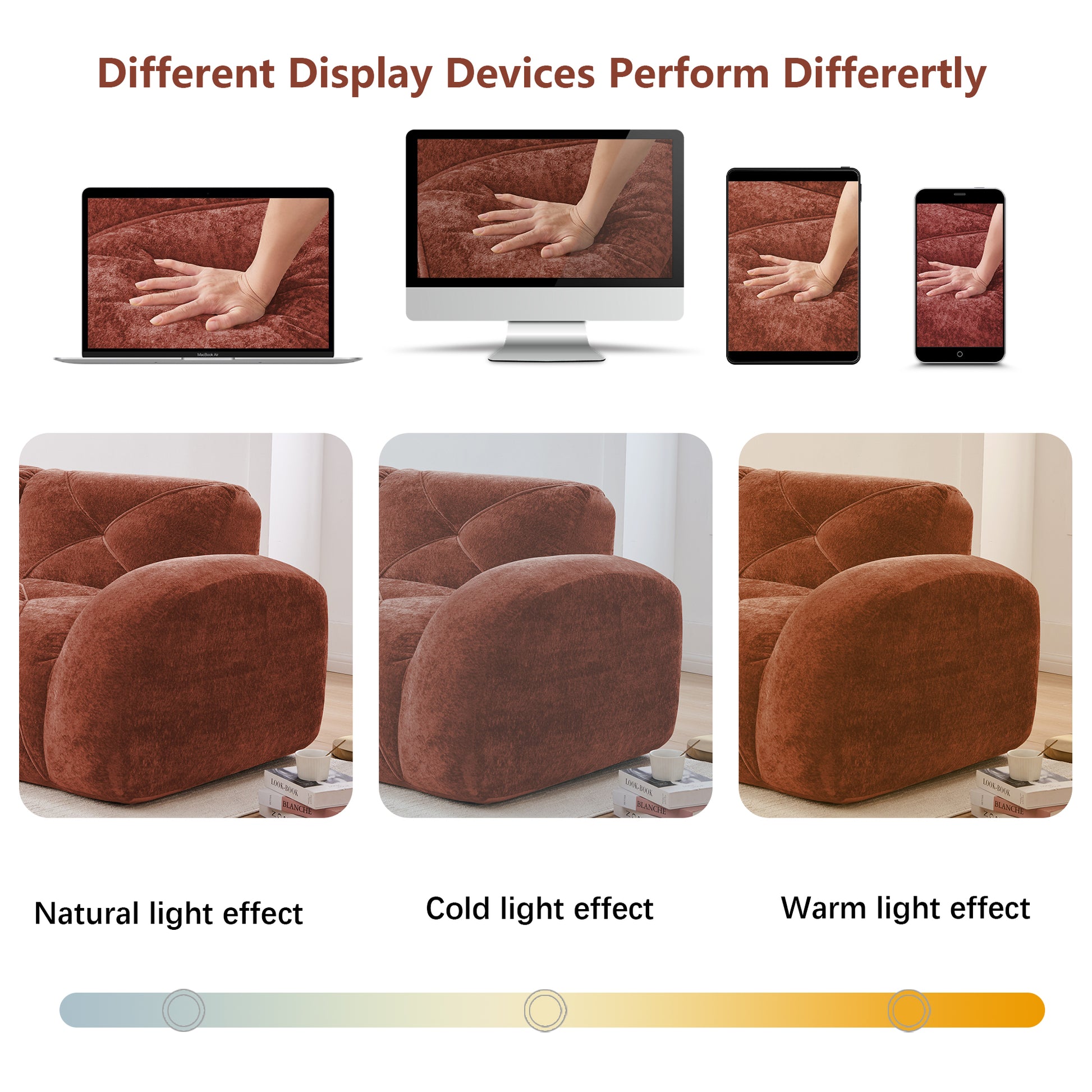 140''Soft Velvet Fabric,Boneless Sofa With Tufted,32D High Density Sponge,Ergonomic Design Bottom,No Assembly Required,Bottom Anti-Slip Design,For Living Rooms,Home Theater,Red Brown image 10