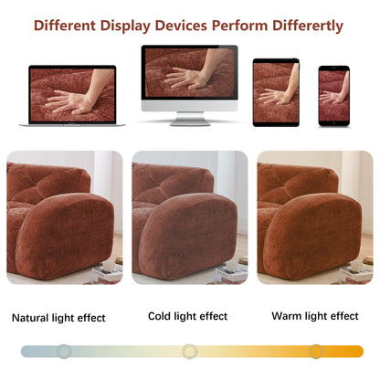 140''Soft Velvet Fabric,Boneless Sofa With Tufted,32D High Density Sponge,Ergonomic Design Bottom,No Assembly Required,Bottom Anti-Slip Design,For Living Rooms,Home Theater,Red Brown image 10