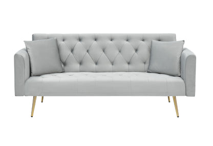 71-inch convertible love seat sofa, American vintage grey velvet material, suitable for small living room, bedroom, offi image 8