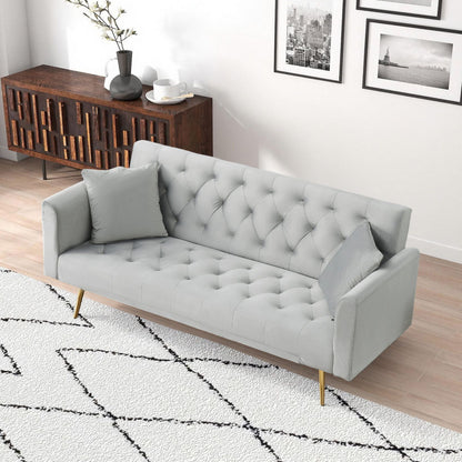 71-inch convertible love seat sofa, American vintage grey velvet material, suitable for small living room, bedroom, offi image 3