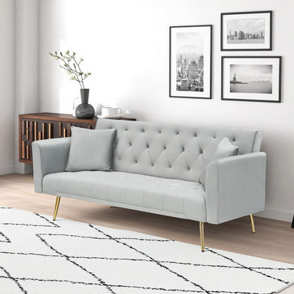 71-inch convertible love seat sofa, American vintage grey velvet material, suitable for small living room, bedroom, offi image 2