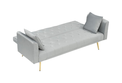 71-inch convertible love seat sofa, American vintage grey velvet material, suitable for small living room, bedroom, offi image 5