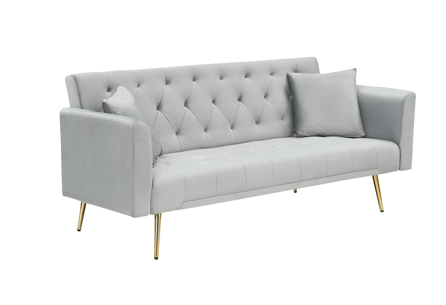 71-inch convertible love seat sofa, American vintage grey velvet material, suitable for small living room, bedroom, offi image 7