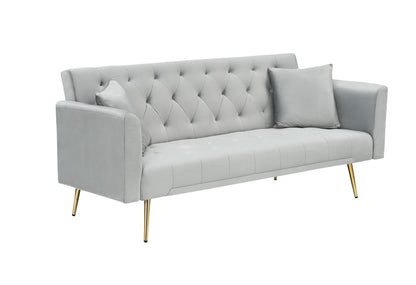 71-inch convertible love seat sofa, American vintage grey velvet material, suitable for small living room, bedroom, offi image 7