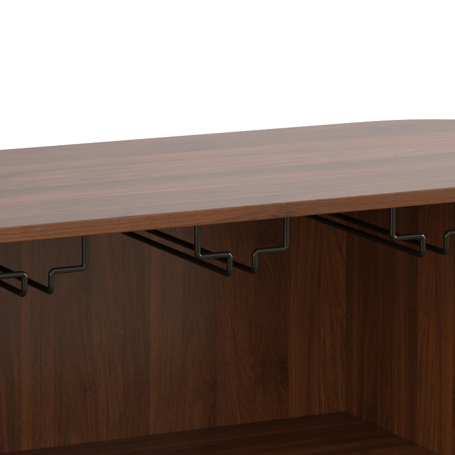 39" Fluted Liquor & Coffee Bar Cabinet with 6 Wine Racks and 3 Glass Holders, Mid-Century Modern Bar Cabinet with A Large Storage Drawer,4 Hidden Storage Space on the Side, Black image 6