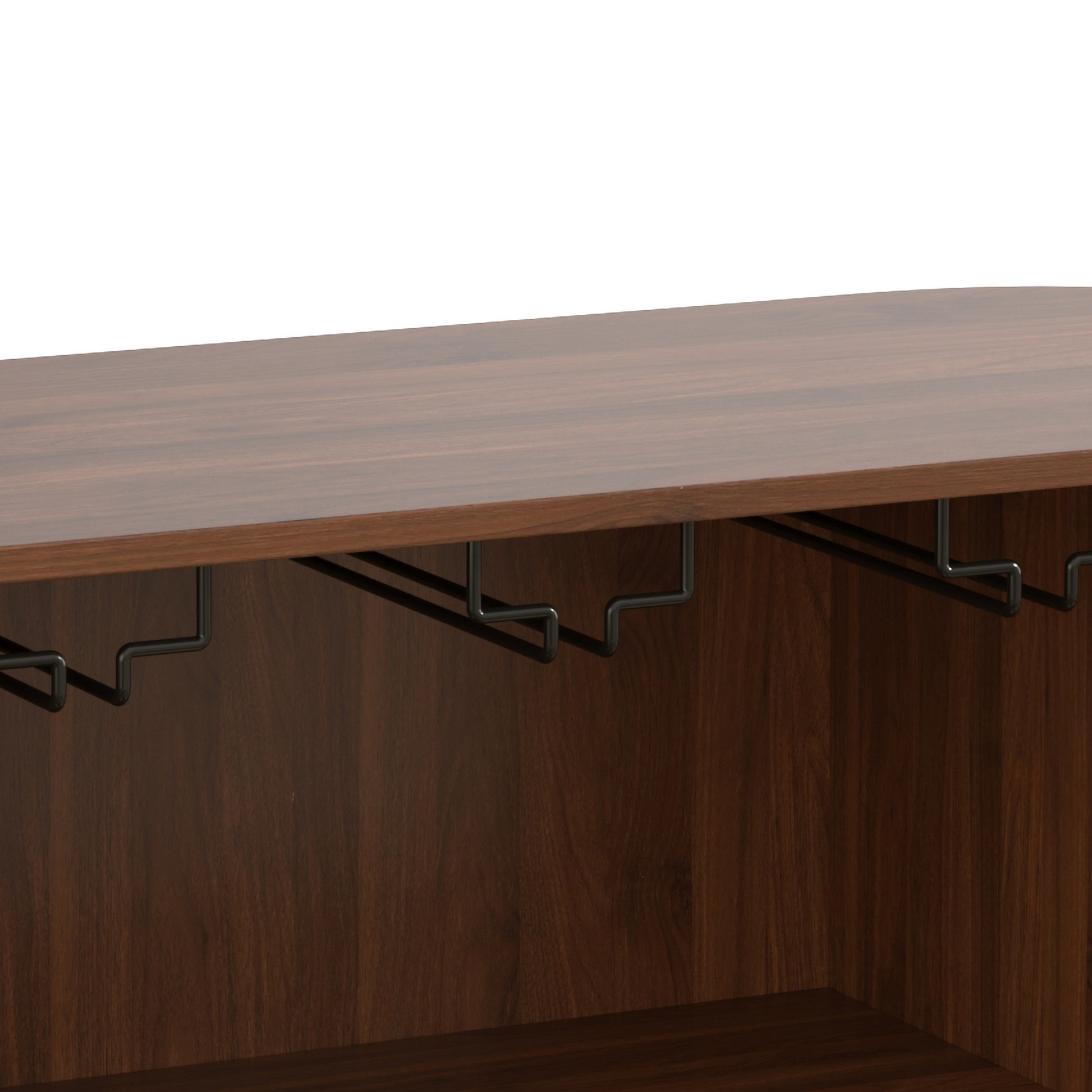 39" Fluted Liquor & Coffee Bar Cabinet with 6 Wine Racks and 3 Glass Holders, Mid-Century Modern Bar Cabinet with A Large Storage Drawer,4 Hidden Storage Space on the Side, Black image 6