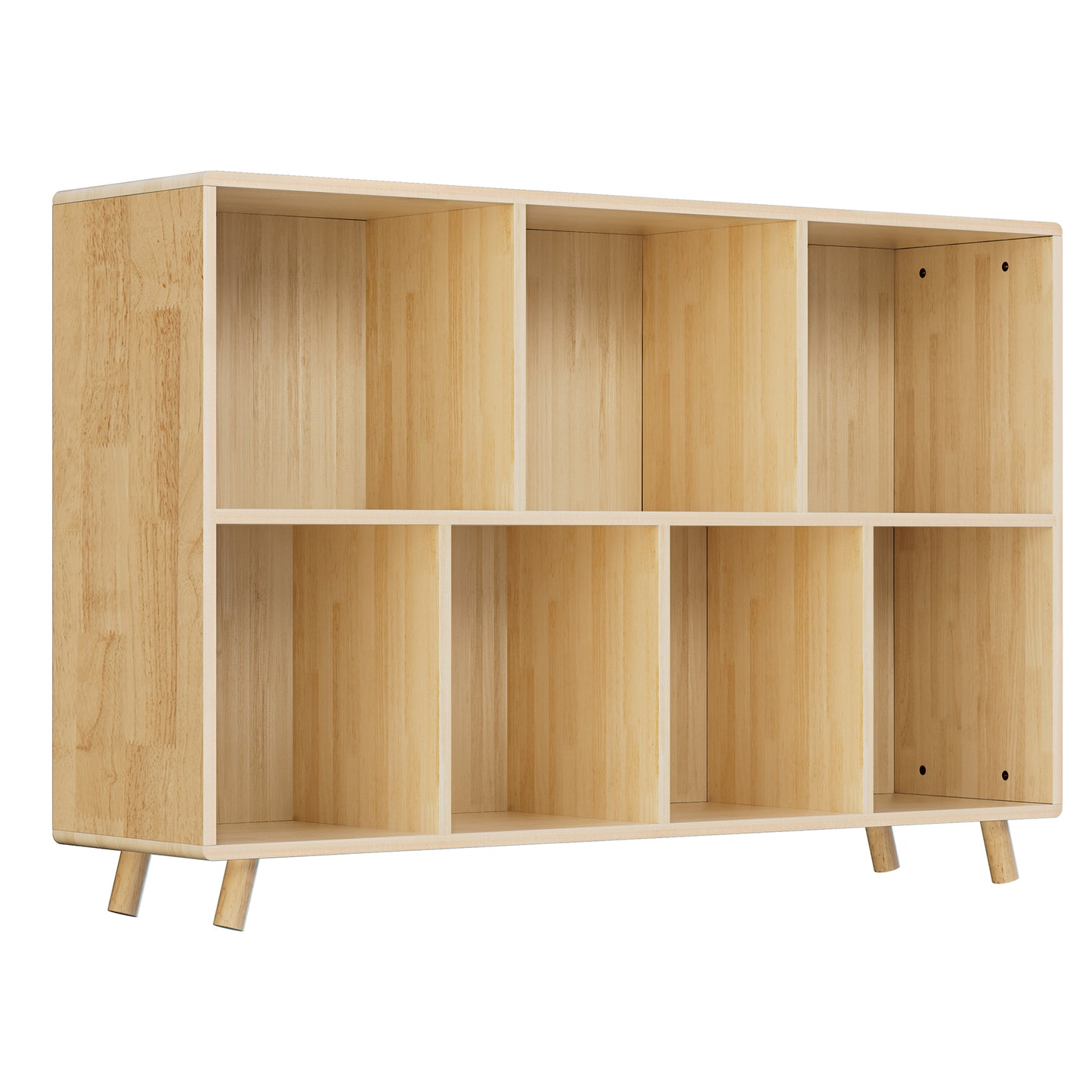 Wooden Bookshelf, 2-Tier Bookcase, 7 Cube Storage Organizer, Open Book Shelf with Legs for Home Office, Living Room, Study image 5