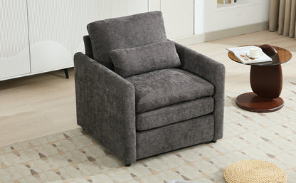 31.9" Cozy Upholstered Armchair Oversized Comfy Cloud Sofa Double Cushion Single Sofa Plush Cushion Armchair for Living Room, Grey image 6