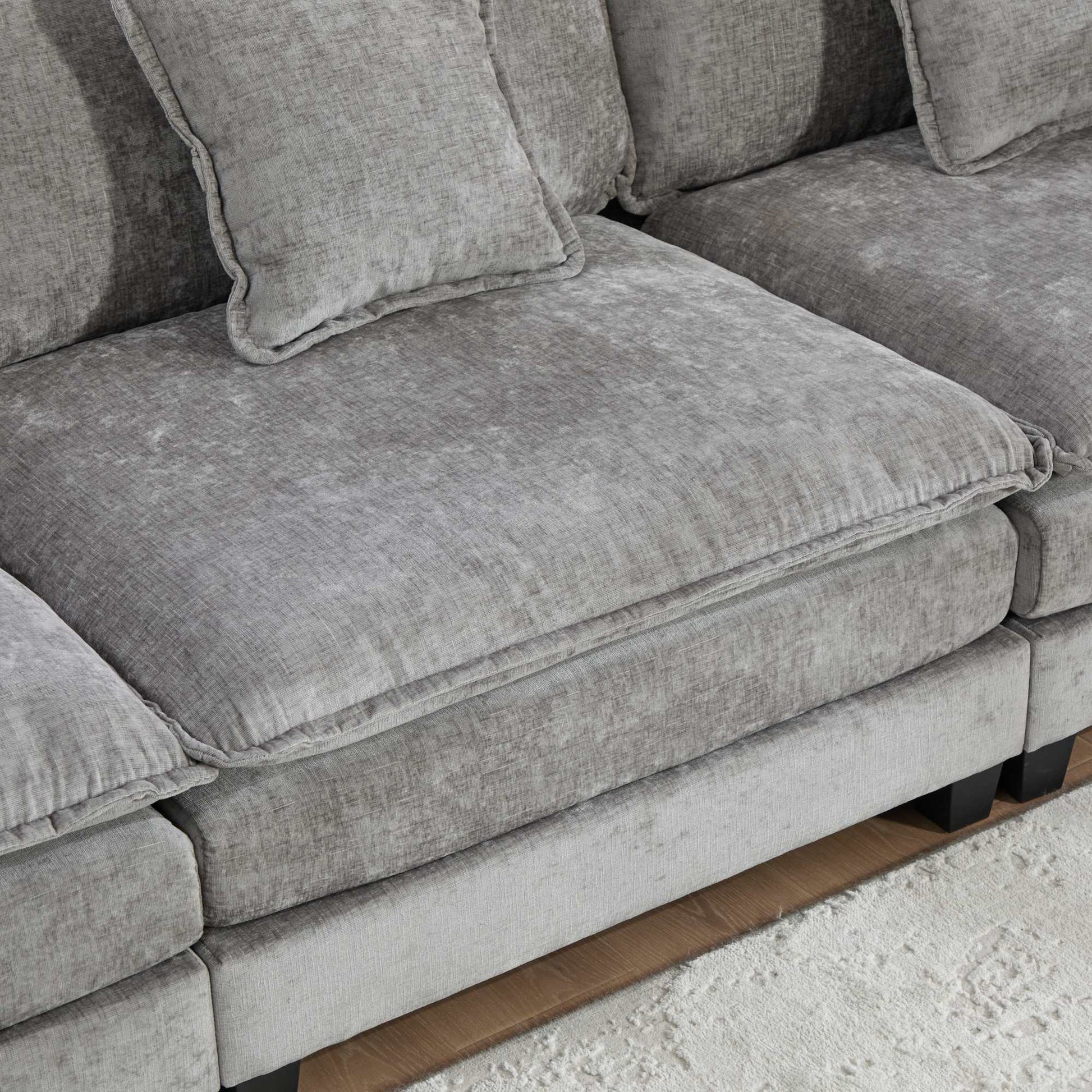 Cloud Sofa LoveSeat (Ottoman is not included), Modern Sectional Couch, for Living Room Bedroom and Apartment, Comfy Double Layer Upholstered Seat Cushion, Breathable Chenille Fabric, Gray,SSS5012GY image 8