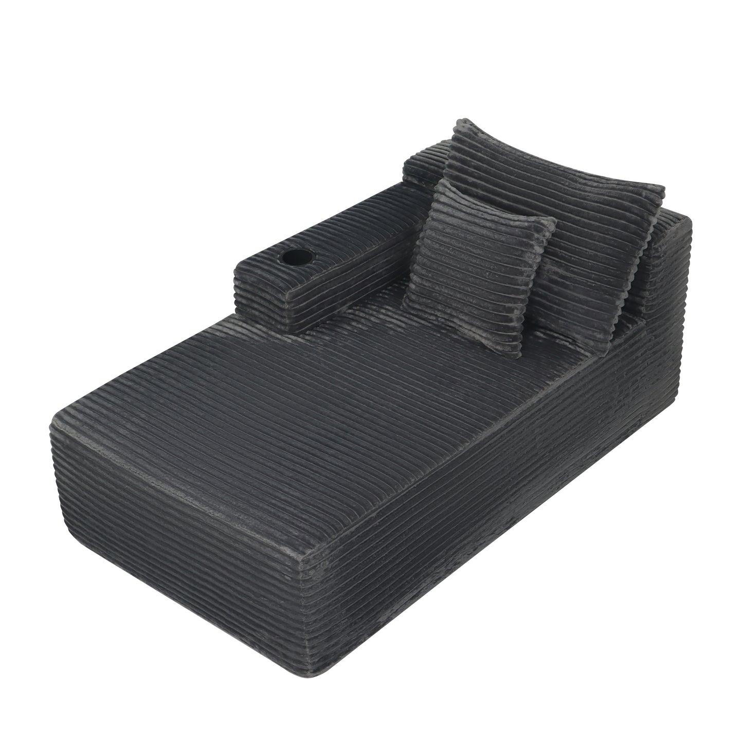 37.5-inch left chaise longue with grey black velvet, cup holder, flexible matching, mainly for living room use. image 5