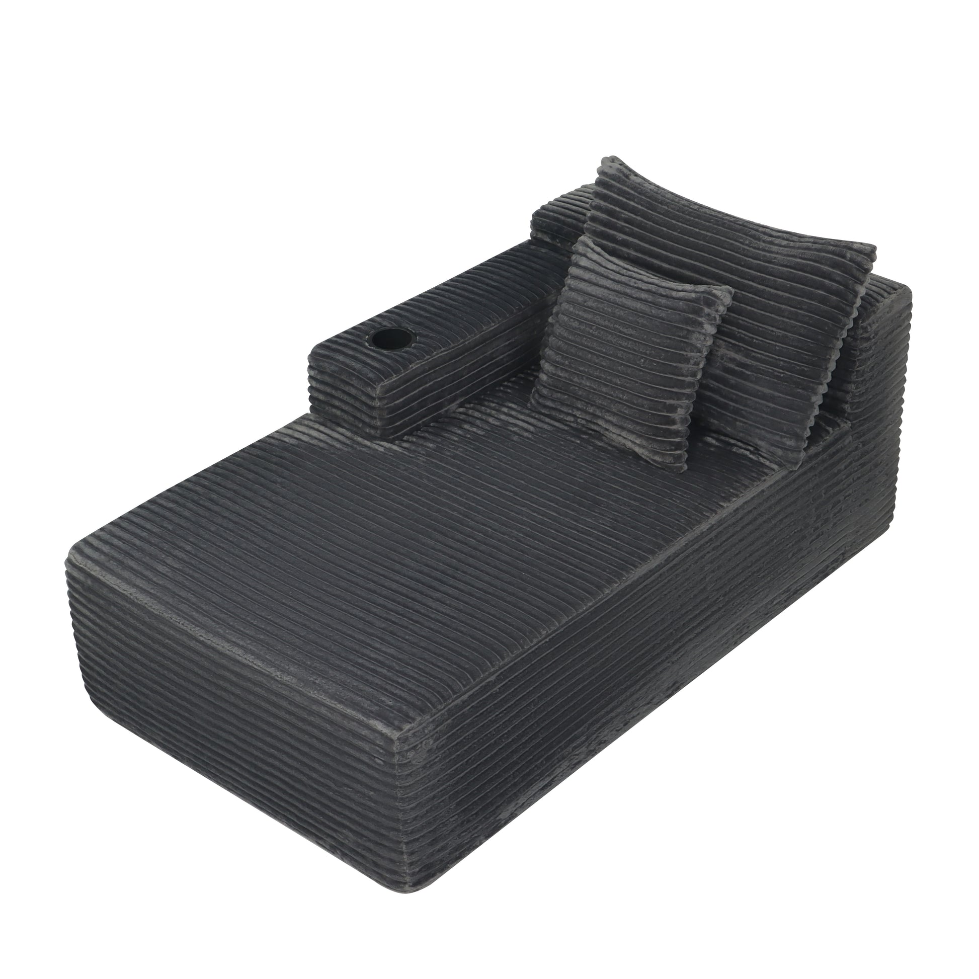 37.5-inch left chaise longue with grey black velvet, cup holder, flexible matching, mainly for living room use. image 5