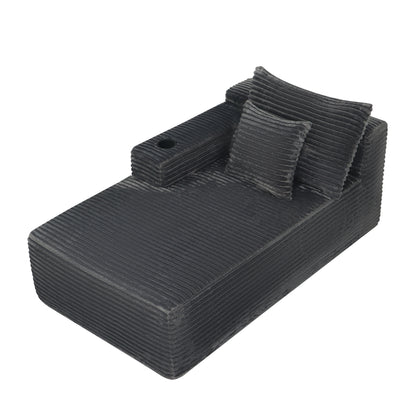 37.5-inch left chaise longue with grey black velvet, cup holder, flexible matching, mainly for living room use. image 5