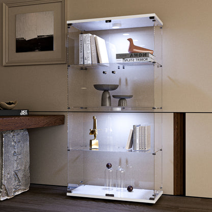 Tempered glass display cabinet,wine cabinet,storage cabinet,file cabinet,with a variety of colors of pat lights,door locks,adjustable floor feet suitable for uneven ground,can be placed anywhere,white image 4