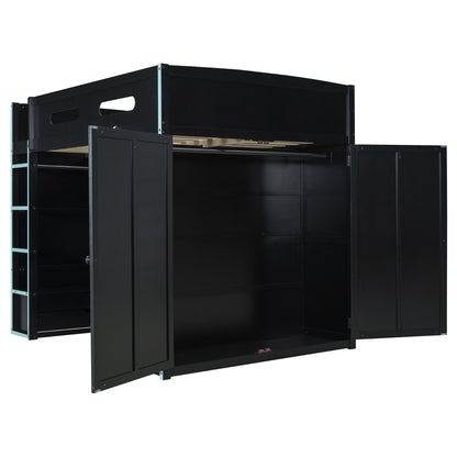 Full Size Wood Loft Bed with Desk,Wardrobe,Ample Storage Space,and RGB Light, Cloud Blue(OLD SKU:LT000261AAC) image 5