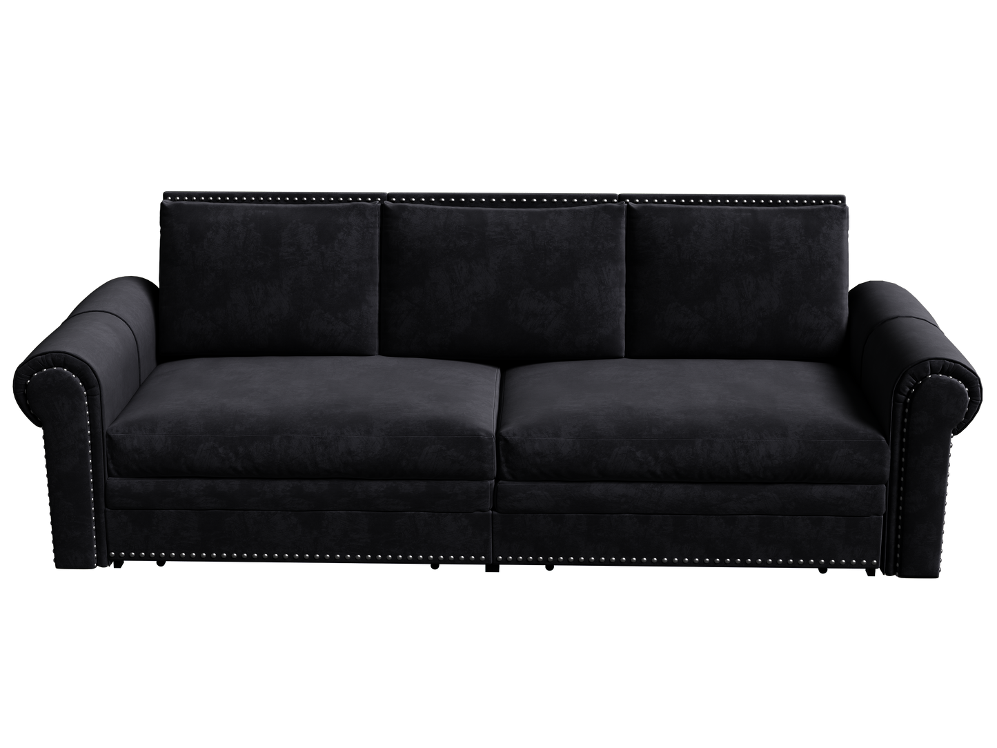 Chesterfield Sofa,93.7" King Pull Out Sofa Bed,3-in-1 Velvet Convertible Sleeper Sofa with Nailhead Trim & Rolled Arm,Multi-Functional Sofa Bed for Black (Old sku:W1885S00039/W1885S00100) image 12