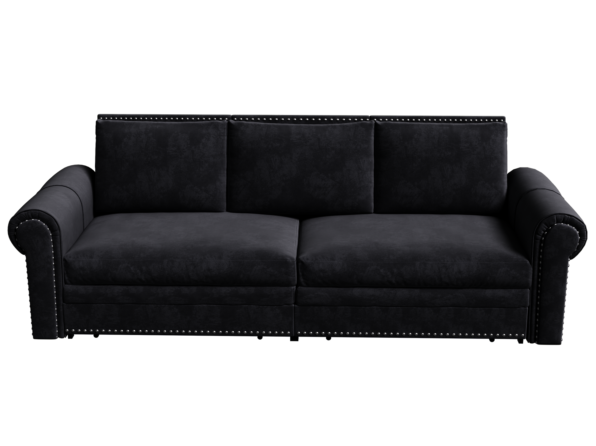 Chesterfield Sofa,93.7" King Pull Out Sofa Bed,3-in-1 Velvet Convertible Sleeper Sofa with Nailhead Trim & Rolled Arm,Multi-Functional Sofa Bed for Black (Old sku:W1885S00039/W1885S00100) image 12