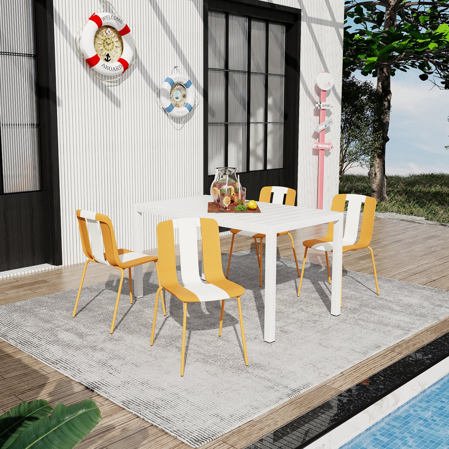 Summer 4-Pack Modern Striped Color Block Chairs - Outdoor Setting