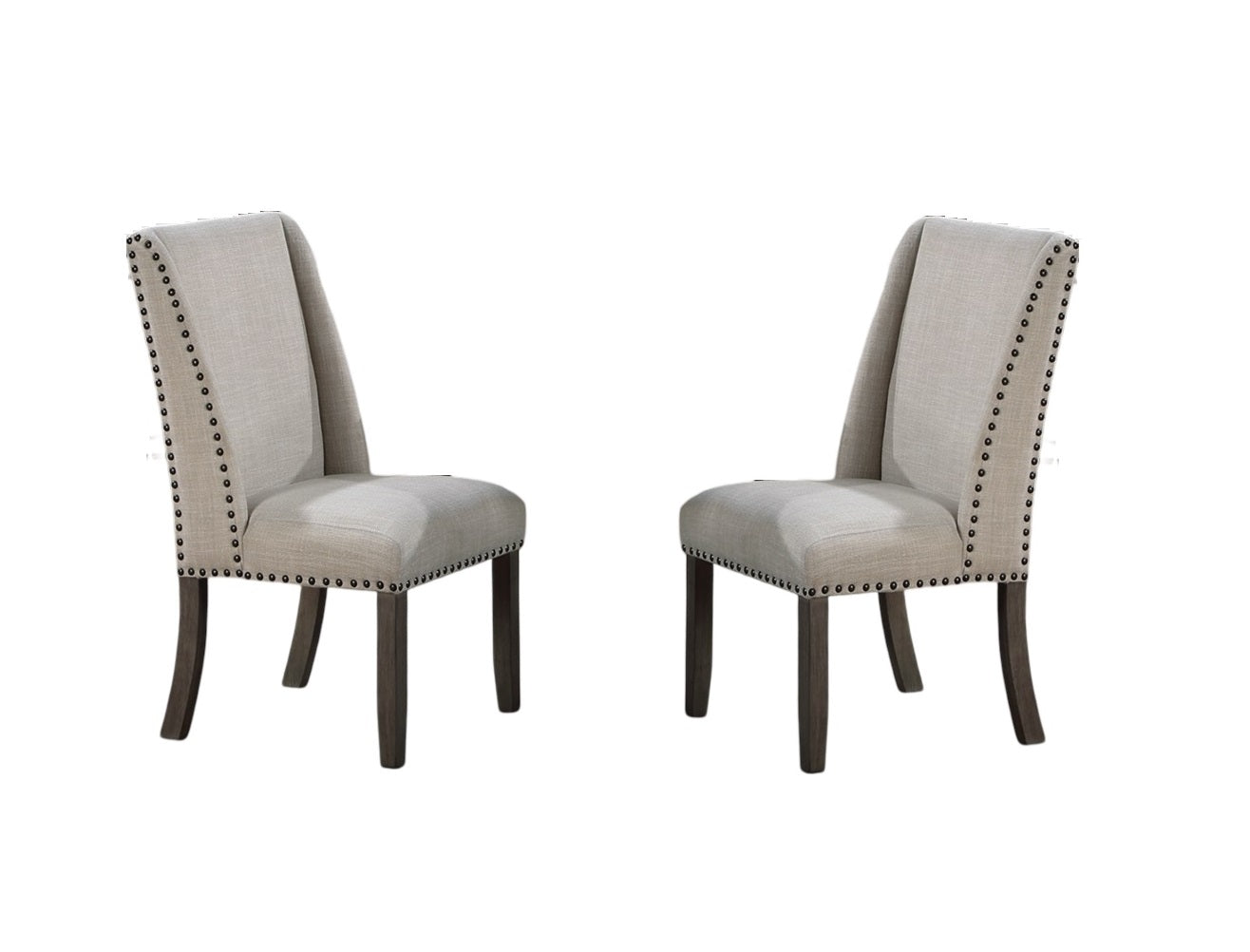 Traditional Formal 2pc Side Chairs Upholstered Wingback Design Oak Finish Dining Room Furniture Nailhead Trims Dining Chairs image 10