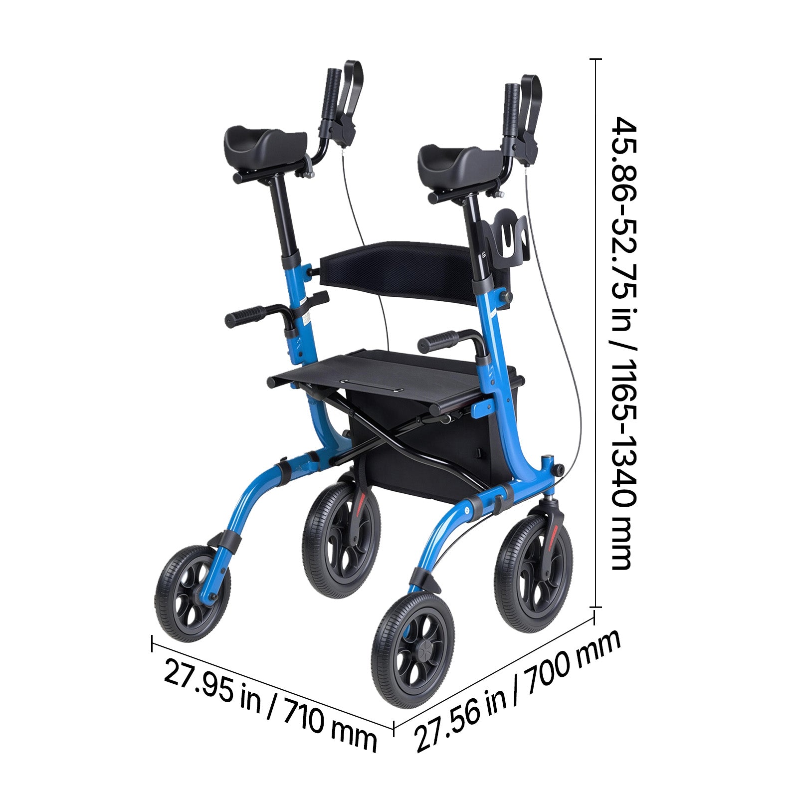 Rollator Walker with Seat for Seniors, Foldable Rolling Walker, Lightweight Aluminum Mobility Walking Aid with PU Solid Wheels, Adjustable Handle, Storage Bag, Cup/Cane Holder - Supports 300LBS image 4