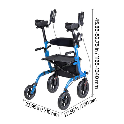 Rollator Walker with Seat for Seniors, Foldable Rolling Walker, Lightweight Aluminum Mobility Walking Aid with PU Solid Wheels, Adjustable Handle, Storage Bag, Cup/Cane Holder - Supports 300LBS image 4