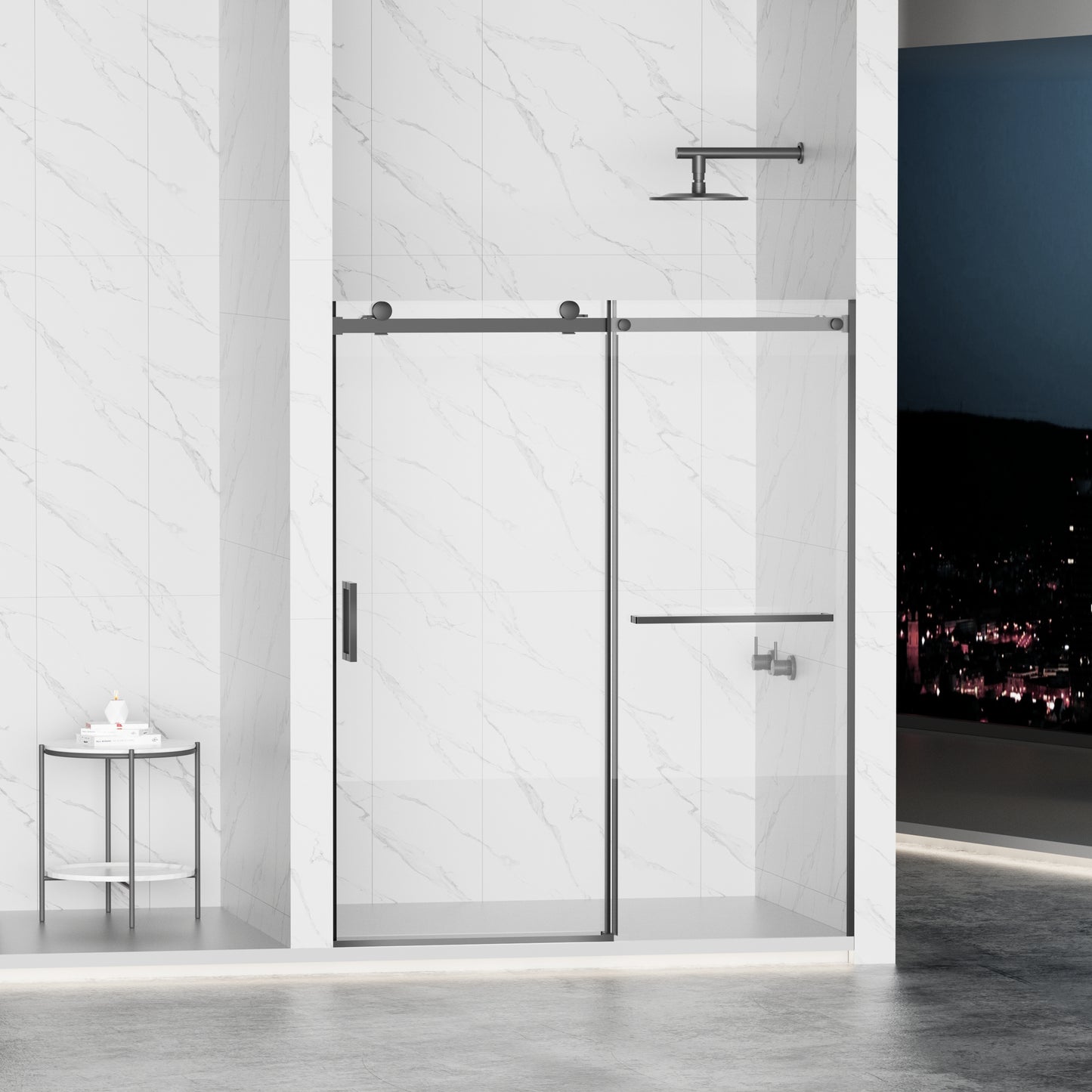 56-60" W × 72" H Frameless Sliding Shower Door,Waterproof Glass Shower Door with Upper Soft Closing System, 5/16" (8mm) Tempered Glass,Double Side Easy Clean Coat,Matte Black image 2