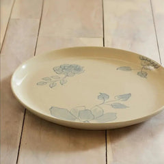 Off-White Round Ceramic Printed Dinner Plate – Elegant Dining Plate for Every Meal-9.8" Dia