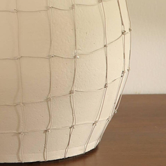 Leianna Handmade Off White Large Terracotta Vase with Wireframe Contemporary Design, Handmade-11.5X11.5X15.5"