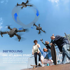 E88 Drone With Dual Camera, Mobile App Control, Indoor Flying Toy RC Plane With Video Function - Ideal Gift For Beginners, Christmas Halloween Thanksgiving Birthday Gift (Black+Dual Batteries)