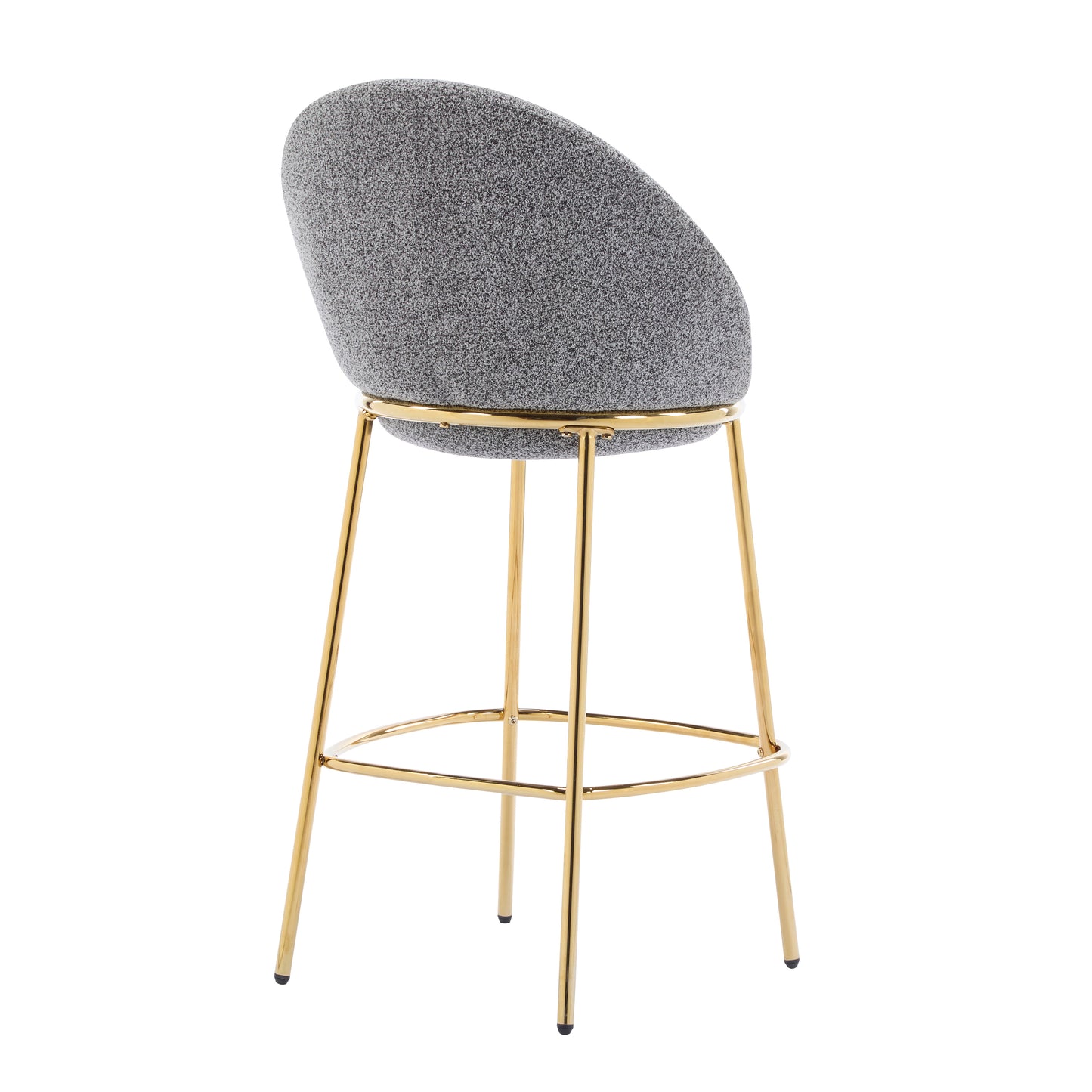 Celano Indoor Metal Upholstered Barstool, Gold-Plated Frame and Mixed Gray Upholstery, Set of 2 image 10