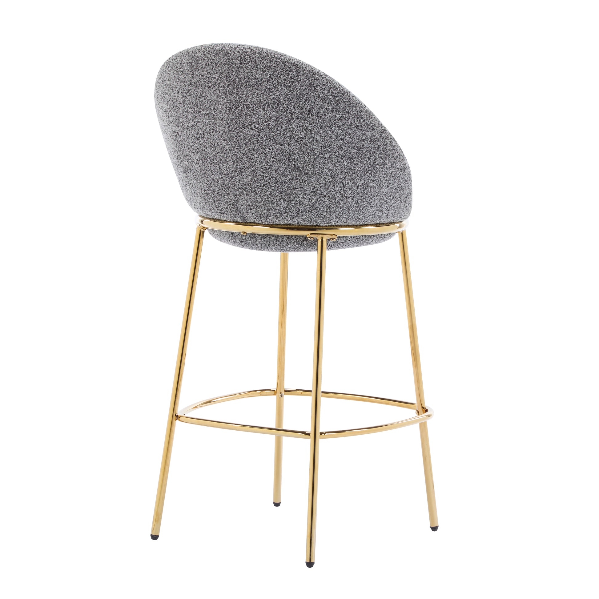 Celano Indoor Metal Upholstered Barstool, Gold-Plated Frame and Mixed Gray Upholstery, Set of 2 image 10
