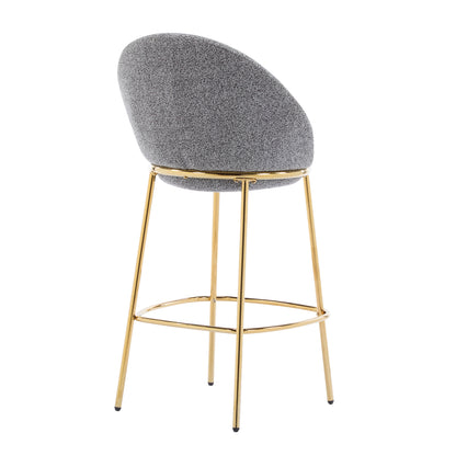 Celano Indoor Metal Upholstered Barstool, Gold-Plated Frame and Mixed Gray Upholstery, Set of 2 image 10