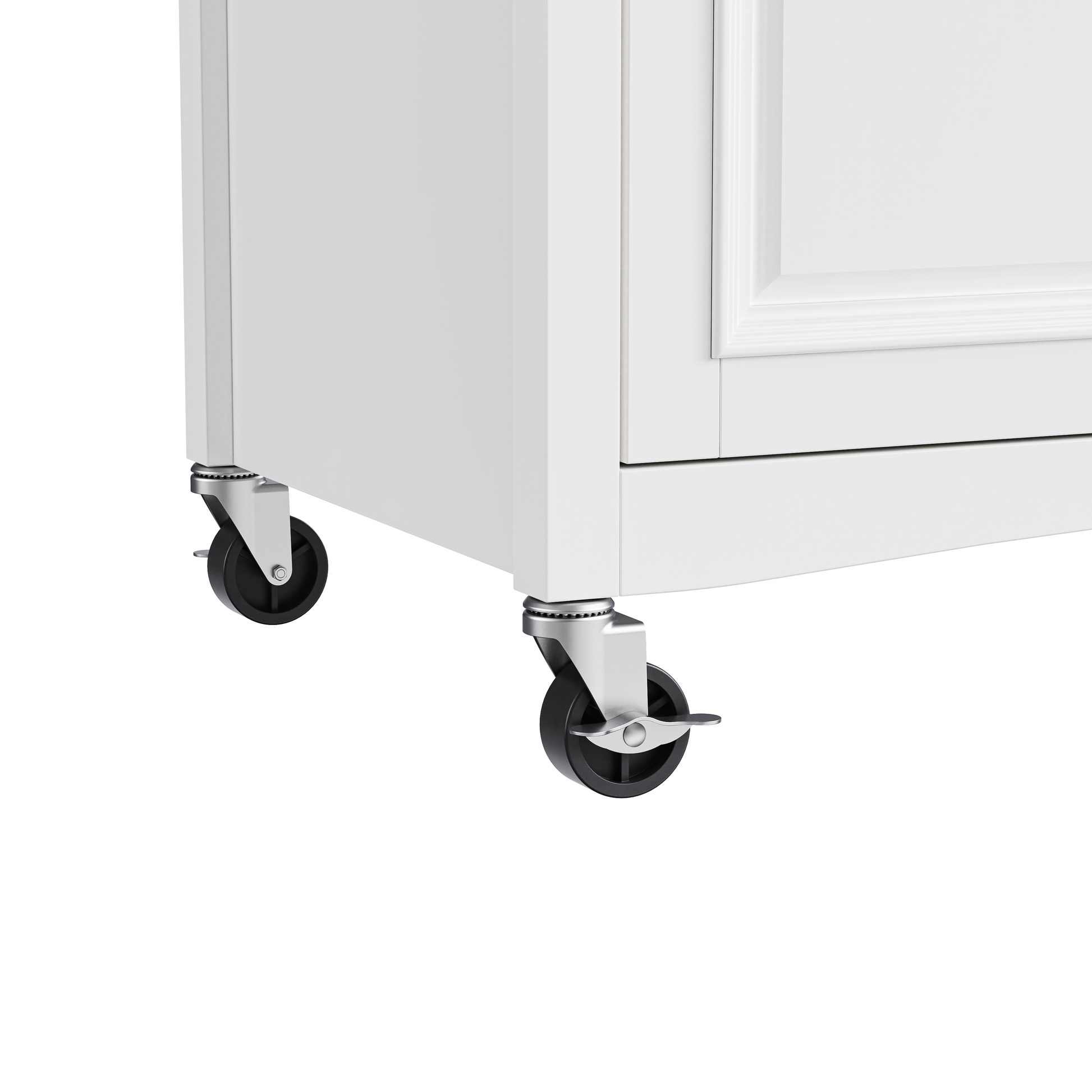 K&K 52'' Kitchen Island with Drop Leaf, Embossed Texture Kitchen Island on Wheels with Spice Rack, Towel Rack, 2 Doors and 5 Drawers, Kitchen Storage Cart with Adjustable Shelf for Kitchen, White image 10